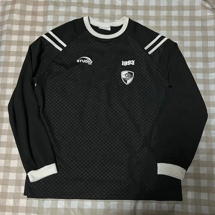 [BUNJANG] 1993 Studio Check Pattern Long Sleeve T-Shirt Black / 1993 스튜디오 체크패턴 긴팔티 블랙 검정 패턴 체크