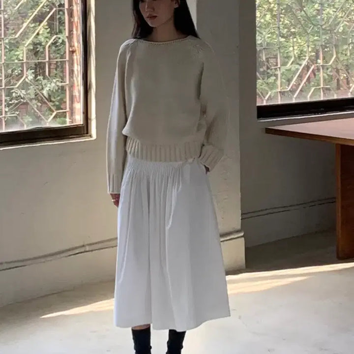 [BUNJANG] LOUNGE Pintuck Skirt Ivory S / LOUNGE 라운지 핀턱 스커트 아이보리 S