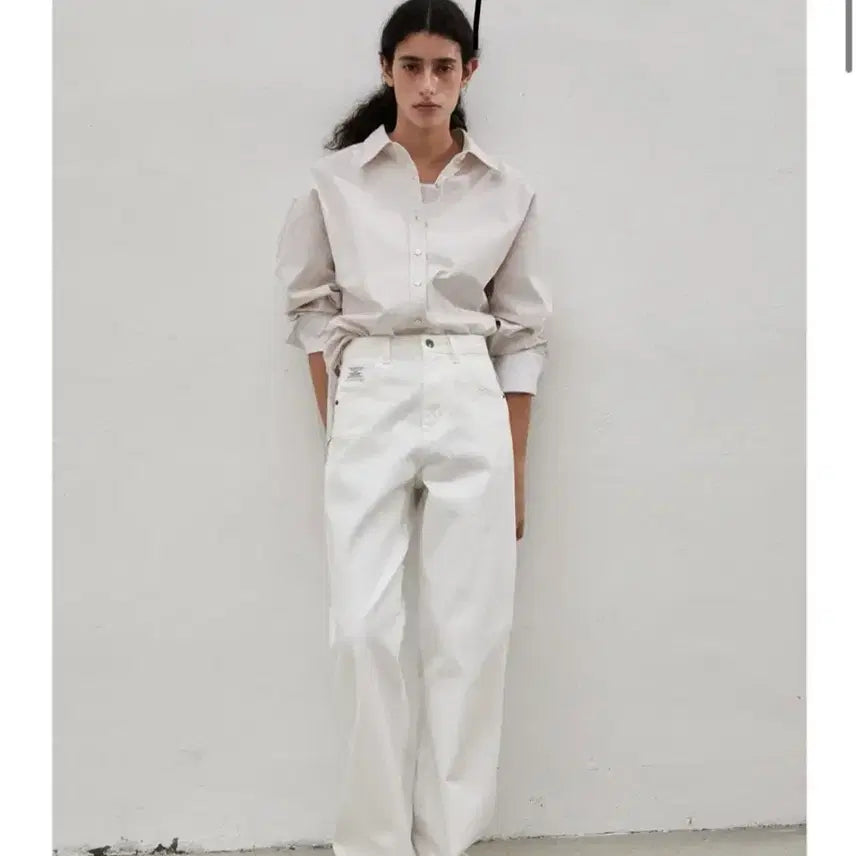 [BUNJANG] Eumkiim White Wide Pants / 으음키임 화이트 와이드 팬츠