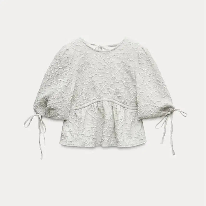 [BUNJANG] ZARA Jacquard Volume Shirt Mint XS / 자라 볼륨 자카드 셔츠 민트 xs  (새상품)