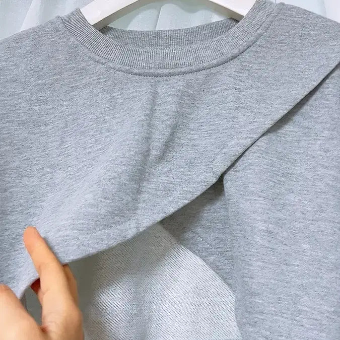 [BUNJANG] Gray Layered Crop Sweatshirt / 랩 스타일 크롭 맨투맨 티