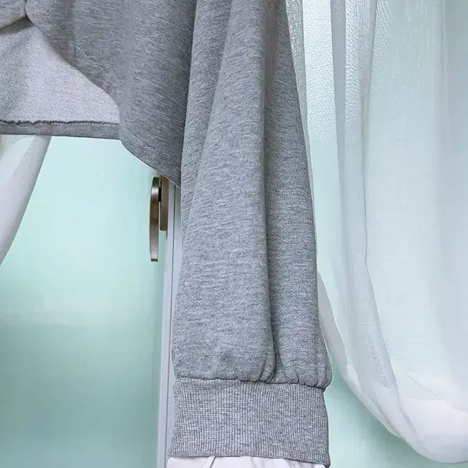 [BUNJANG] Gray Layered Crop Sweatshirt / 랩 스타일 크롭 맨투맨 티