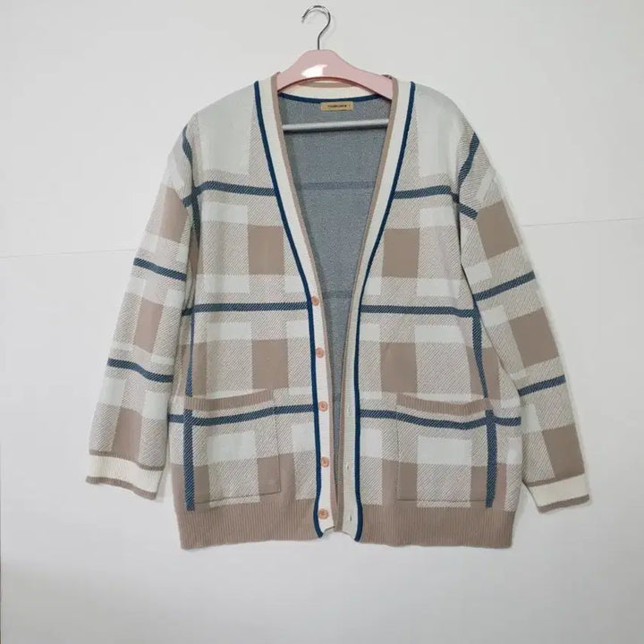 [BUNJANG] Unbranded Check Pattern Knit Cardigan / 체크 패턴 가디건 니트