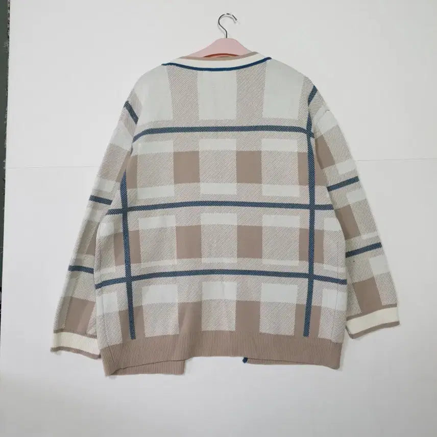[BUNJANG] Unbranded Check Pattern Knit Cardigan / 체크 패턴 가디건 니트