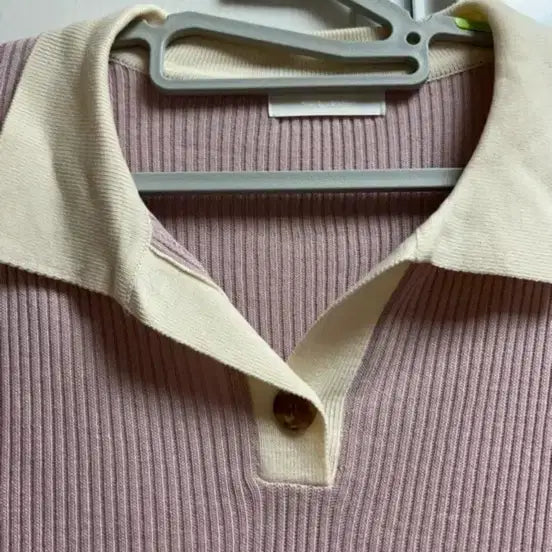 [BUNJANG] Colorblock Short Sleeve Knit Pink / 에이블리 배색 반팔 니트 핑크