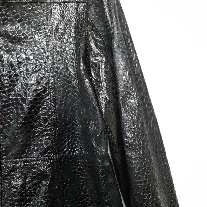 [BUNJANG] Chanel Black Crocodile Pattern Lambskin Coat / Chanel 블랙 크로커다일 패턴 양가죽 코트