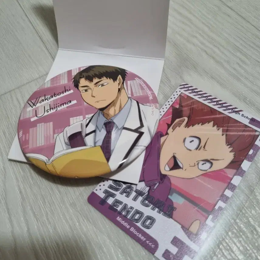 [BUNJANG] Haikyuu Ushijima Satori Can Badge &amp; Photocard Bundle Set / 하이큐 우시지마 캔뱃지, 사토리 포카 일괄