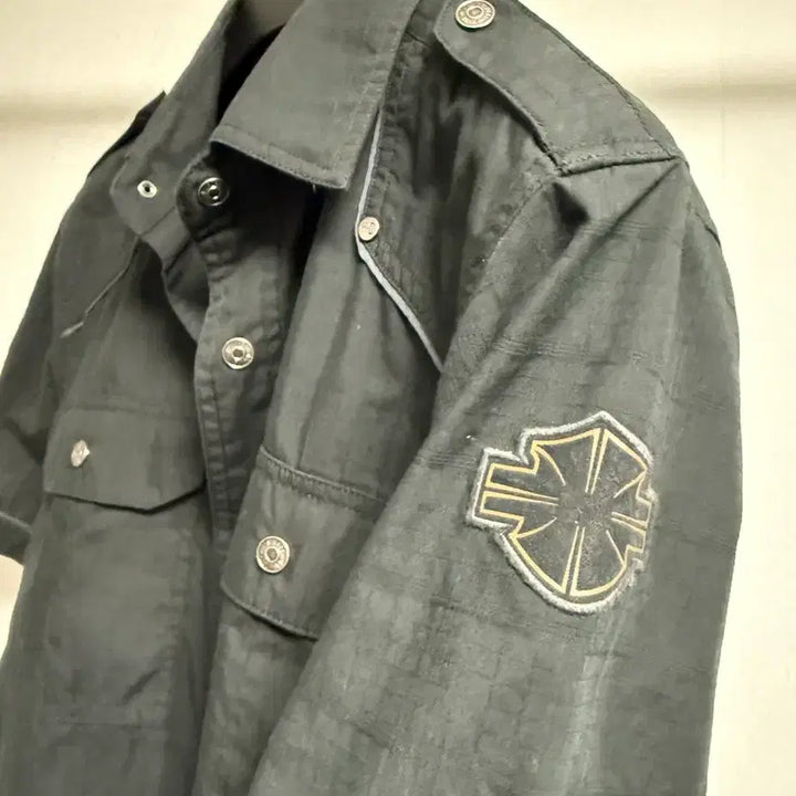 [BUNJANG] Harley-Davidson Embroidered Ripstop Short Sleeve Work Shirt / 할리데이비슨 정품 립스탑 자수 반팔 워크 셔츠