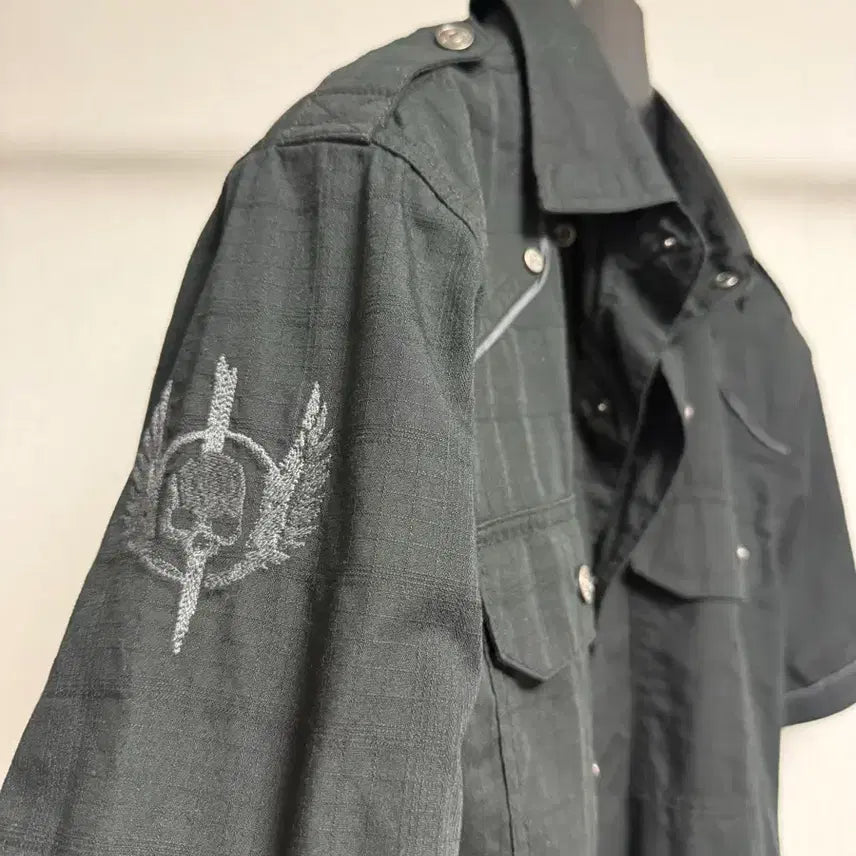 [BUNJANG] Harley-Davidson Embroidered Ripstop Short Sleeve Work Shirt / 할리데이비슨 정품 립스탑 자수 반팔 워크 셔츠