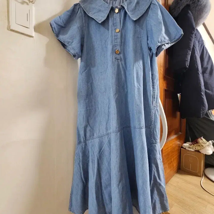 [BUNJANG] Jaju Sailor Collar Denim Long Dress / 자주데님 세일러카라   원피스