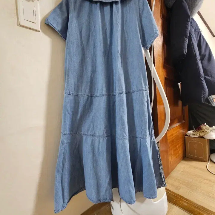 [BUNJANG] Jaju Sailor Collar Denim Long Dress / 자주데님 세일러카라   원피스