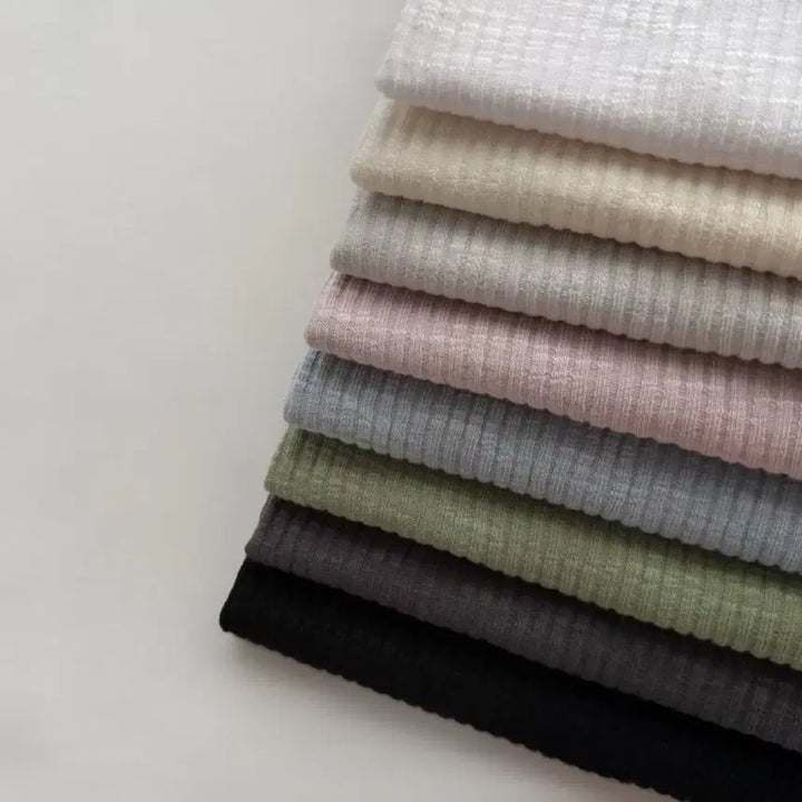 [BUNJANG] White Ribbed Wave Slim T-Shirt / 화이트 골지 물결 슬림 티셔츠