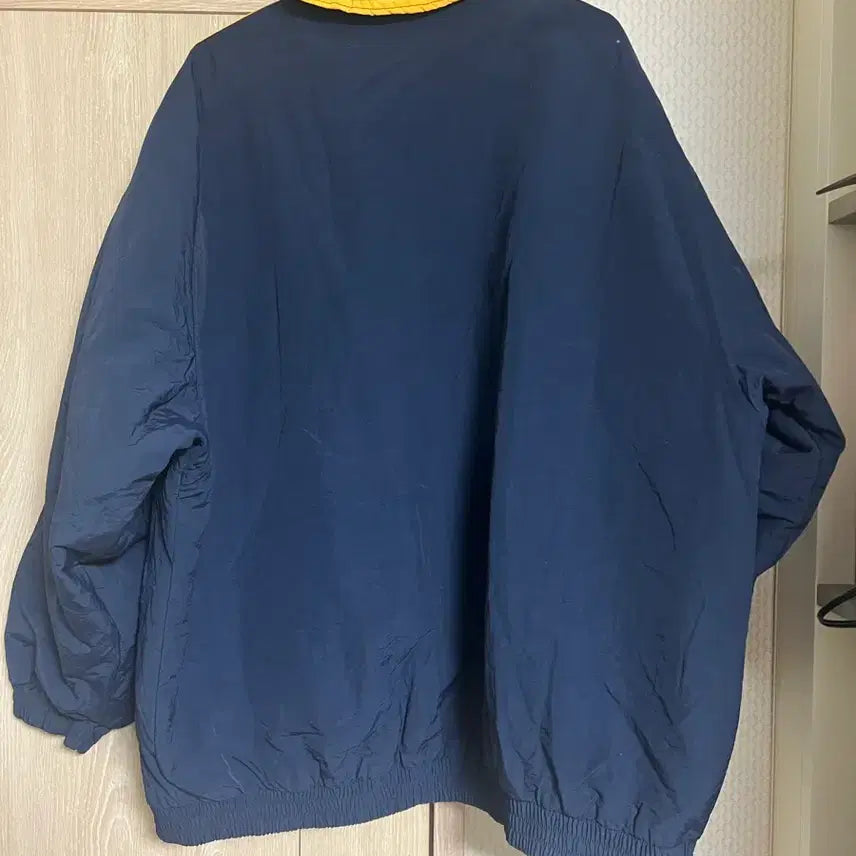 [BUNJANG] Adidas Old School Navy Yellow Quilted Jacket / 90s 아디다스 올드스쿨 네이비 옐로우 누빔 자켓