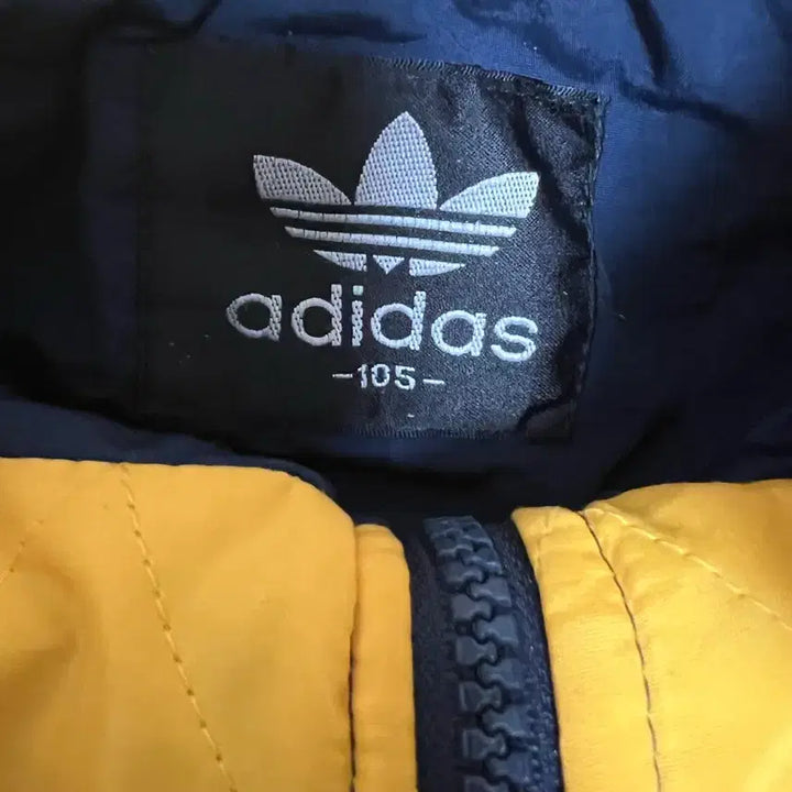 [BUNJANG] Adidas Old School Navy Yellow Quilted Jacket / 90s 아디다스 올드스쿨 네이비 옐로우 누빔 자켓
