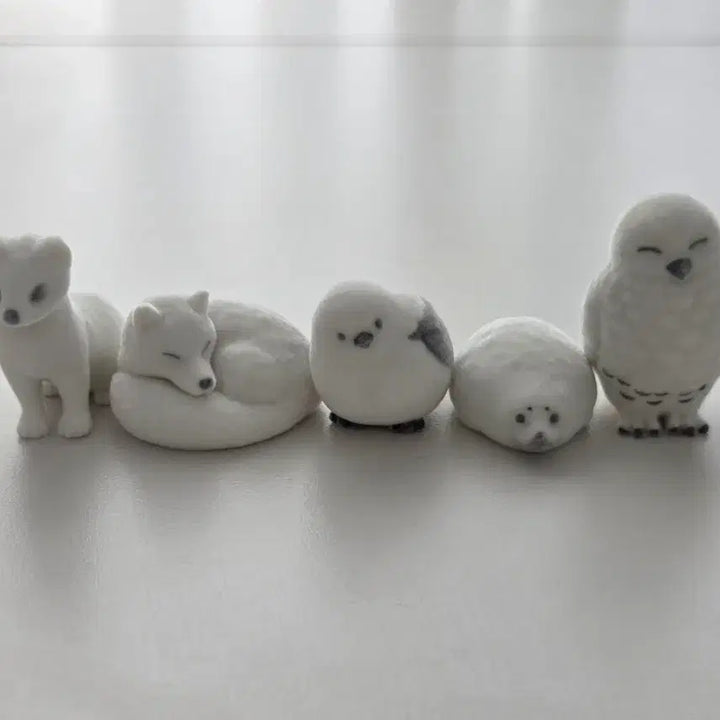 [BUNJANG] PonPon White Animal Gacha Figure Full Set / 뽀송뽀송 하얀 동물 가챠 피규어 풀셋) 시마에나가 오목눈이 뱁새