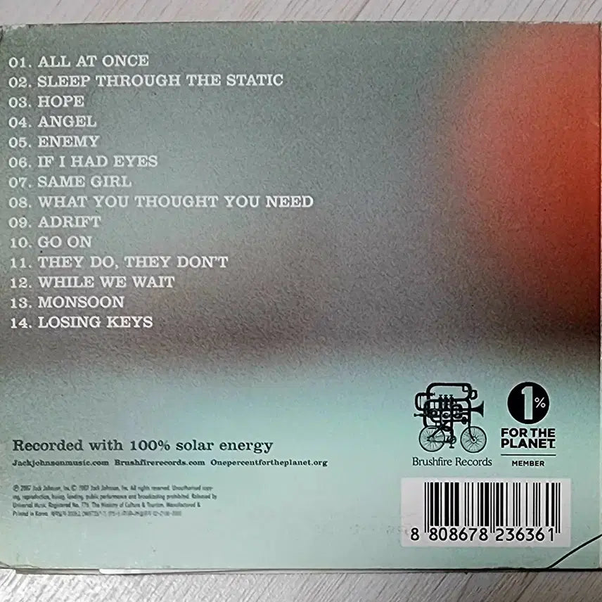 [BUNJANG] Jack Johnson Sleep Through The Static CD / [CD] 잭 존슨 앨범 <Sleep Through The Static>