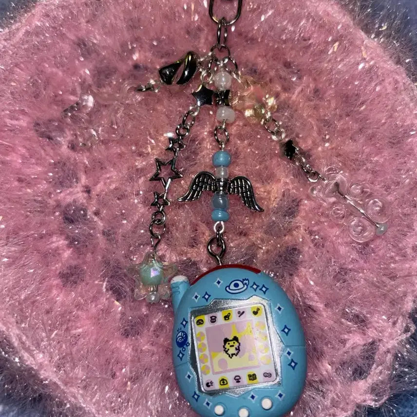 [BUNJANG] Blue Tamagotchi Keychain / 파란색 다마고치 키링