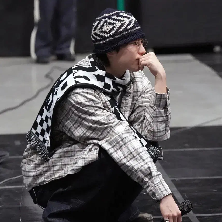 [BUNJANG] Cableami Wool Jacquard Knit Hat - Navy / 케이블아미 cableami 울 자카드 와치 캡 니트 햇 새상품