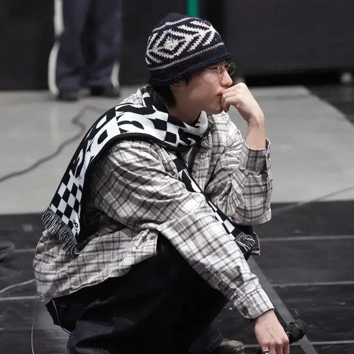 [BUNJANG] Cableami Wool Jacquard Knit Hat - Navy / 케이블아미 cableami 울 자카드 와치 캡 니트 햇 새상품