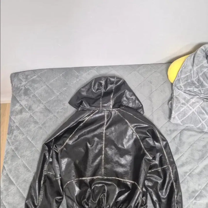 [BUNJANG] Not for Nerds Cropped Leather Hooded Jacket / 낫포너드 크롭 래더 후드 가죽자켓