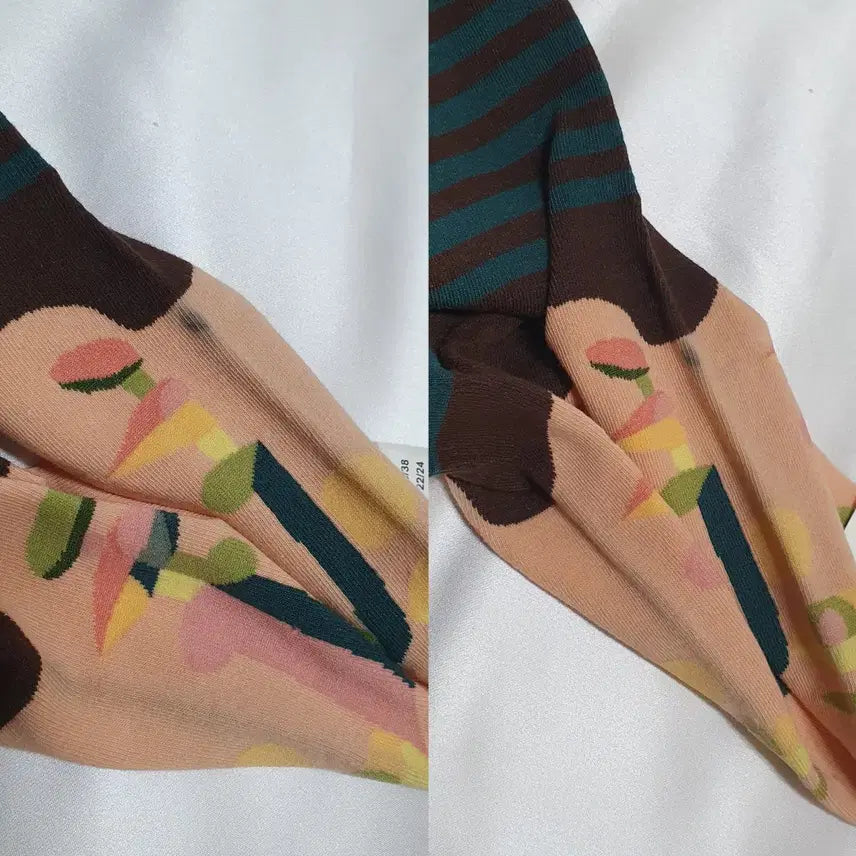 [BUNJANG] Bonne Maison Stripe Pattern Socks / 크림베이지 그린 블루 스트라이프 추상 Bonne Maison 본메종 양말