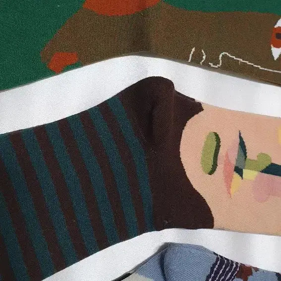 [BUNJANG] Bonne Maison Stripe Pattern Socks / 크림베이지 그린 블루 스트라이프 추상 Bonne Maison 본메종 양말