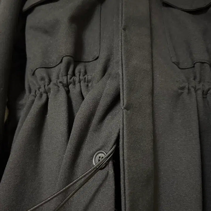 [BUNJANG] Andar Wool-Like Stretch Shacket Fleece Black Jacket / 안다르 울라이크 스트레치 셔켓 스트링 플리스 블랙 야상 셔츠 자켓