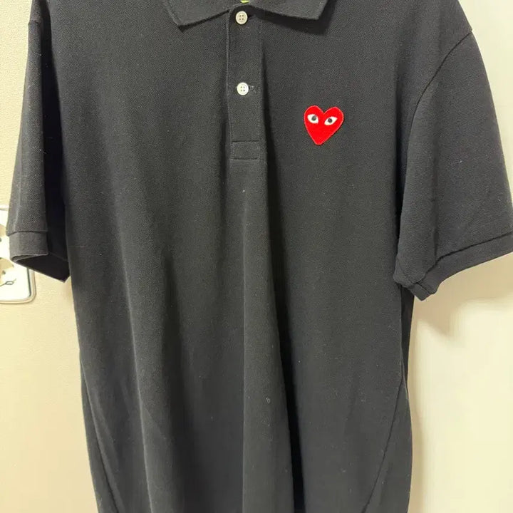 [BUNJANG] Comme des Garçons PLAY Black Heart Patch Polo Shirt L / 꼼데가르송 블랙 카라티
