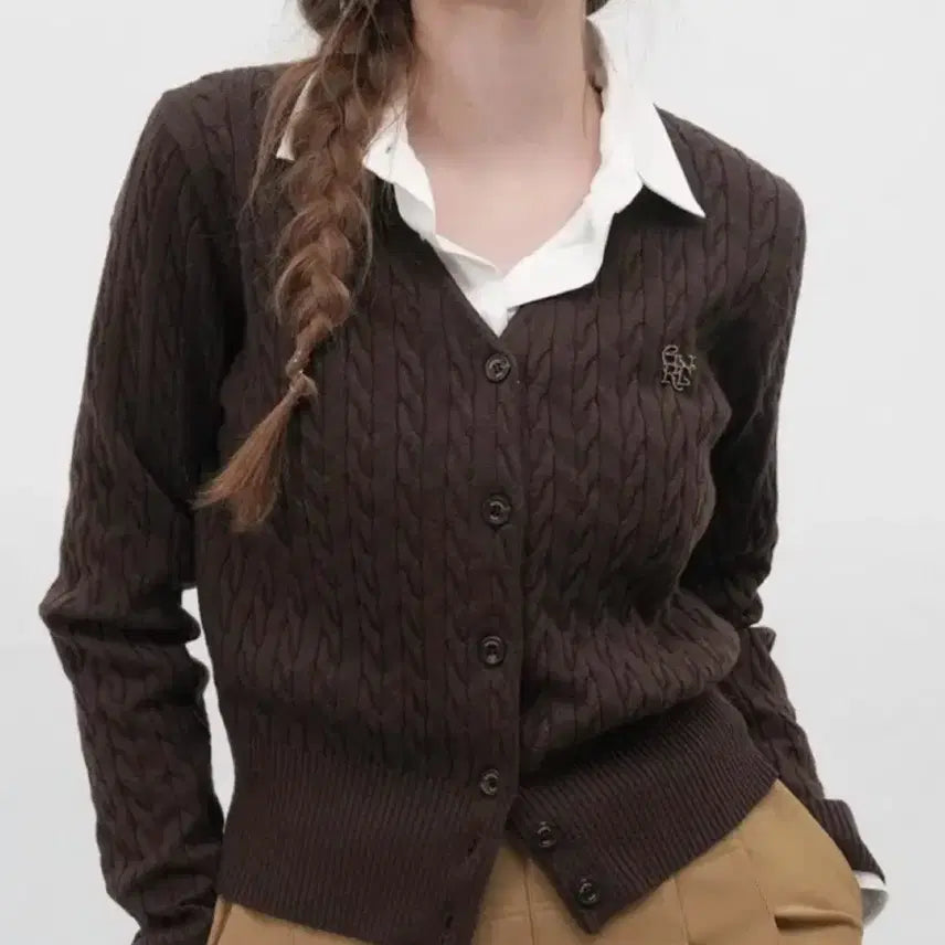 [BUNJANG] General Idea Signature Superfine V-Neck Cardigan - Dark Brown / 제너럴아이디어 시그니처 슈퍼파인 브이넥 가디건 DARK BROWN