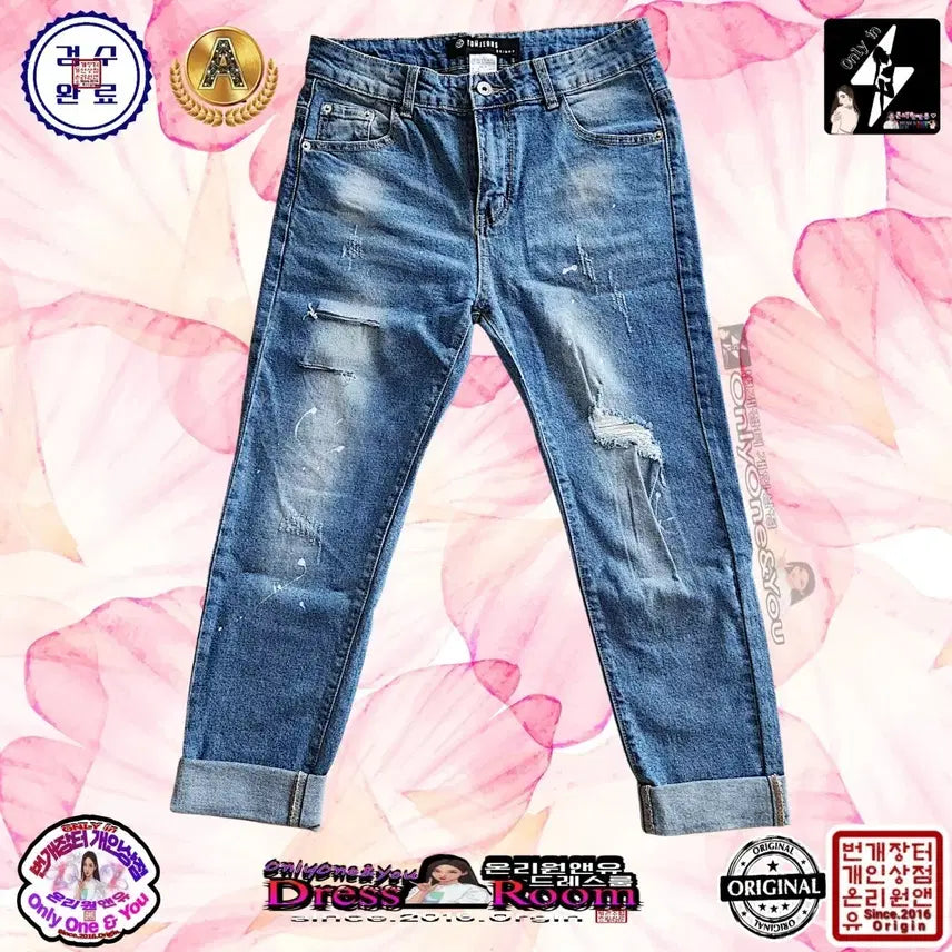 [BUNJANG] Tom Story Tom Jean Distressed Skinny Denim Jeans / [드레스룸]톰스토리톰진 워싱&amp;데미지포인트 찢청스키니데님팬츠/32/가격내림