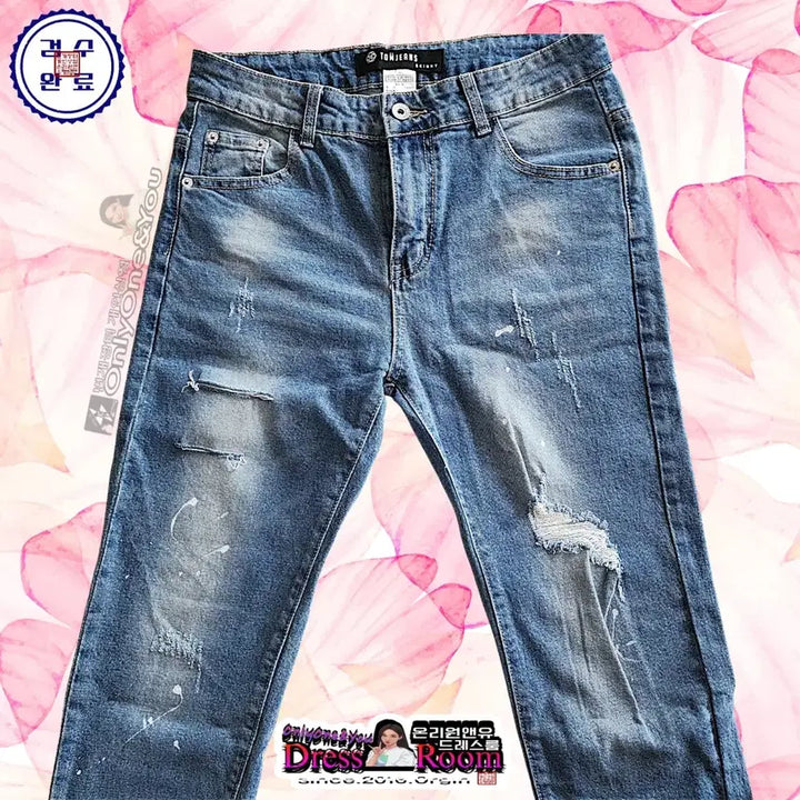 [BUNJANG] Tom Story Tom Jean Distressed Skinny Denim Jeans / [드레스룸]톰스토리톰진 워싱&amp;데미지포인트 찢청스키니데님팬츠/32/가격내림