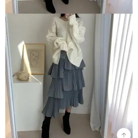 [BUNJANG] Unbalanced Pleated Long Skirt / [새상품급인데 반값] 캉캉 플리츠 언발 밴딩 롱 스커트 (블랙, 베이지)