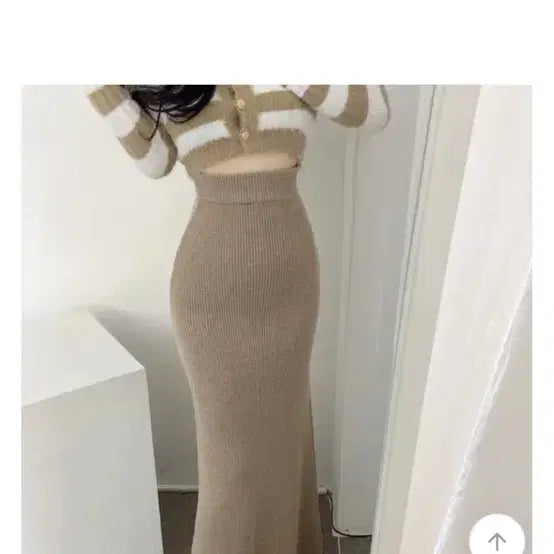 [BUNJANG] Wool Knit Banding Maxi Long Skirt Beige / [새상품급인데 반값] 울 니트 밴딩 맥시 롱 스커트 베이지
