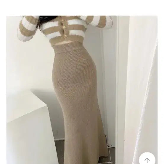 [BUNJANG] Wool Knit Banding Maxi Long Skirt Beige / [새상품급인데 반값] 울 니트 밴딩 맥시 롱 스커트 베이지