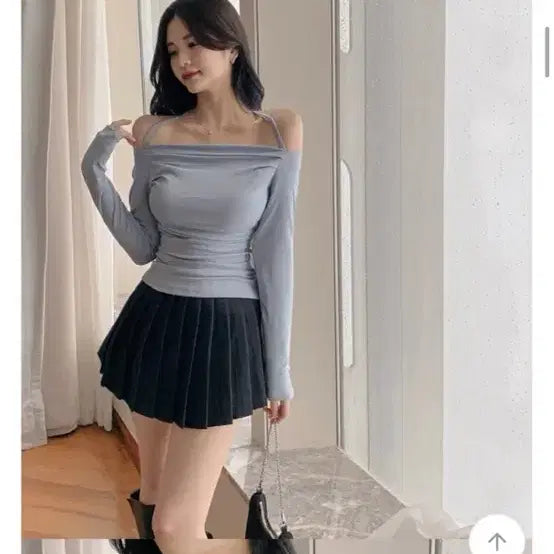 [BUNJANG] Low-Waist Pleated Skirt (Ivory/Black) / [새상품급인데 반값] 로우웨스트 플리츠 속바지 스커트(아이보리/블랙)