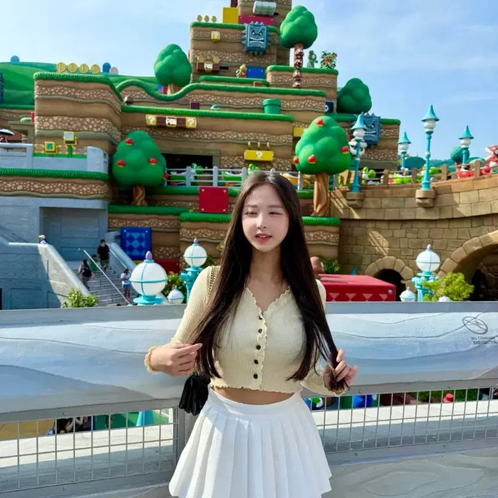 [BUNJANG] Low-Waist Pleated Skirt (Ivory/Black) / [새상품급인데 반값] 로우웨스트 플리츠 속바지 스커트(아이보리/블랙)