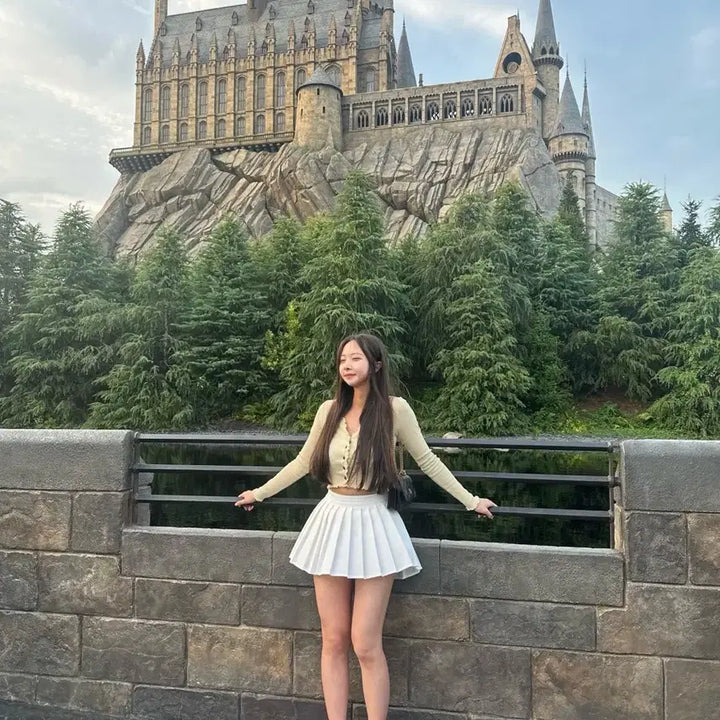 [BUNJANG] Low-Waist Pleated Skirt (Ivory/Black) / [새상품급인데 반값] 로우웨스트 플리츠 속바지 스커트(아이보리/블랙)