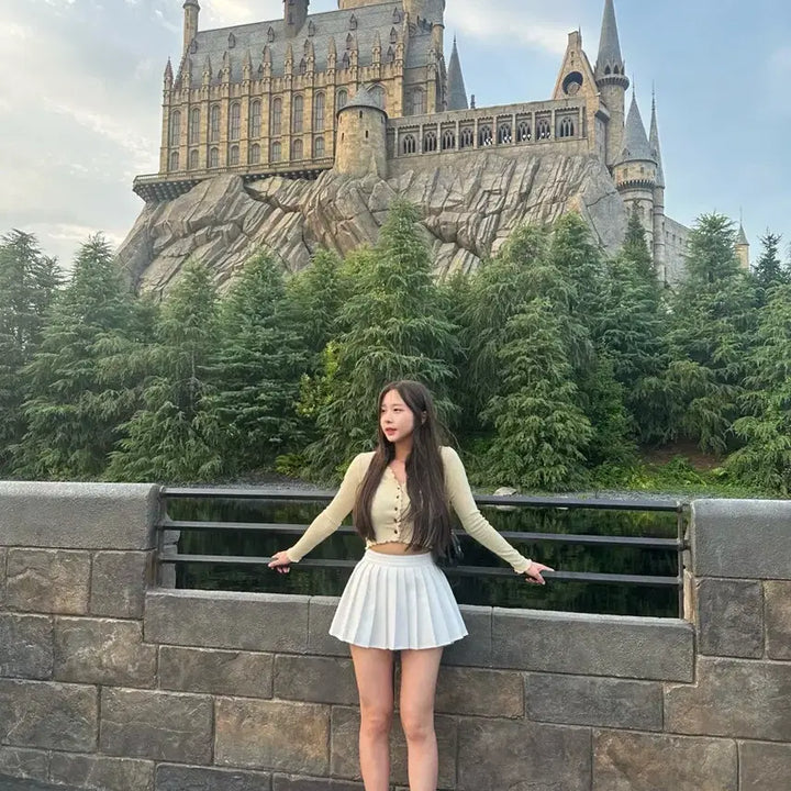 [BUNJANG] Low-Waist Pleated Skirt (Ivory/Black) / [새상품급인데 반값] 로우웨스트 플리츠 속바지 스커트(아이보리/블랙)