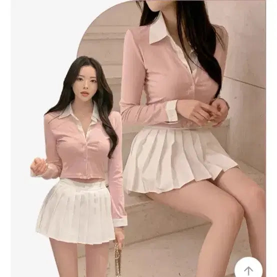 [BUNJANG] Low-Waist Pleated Skirt (Ivory/Black) / [새상품급인데 반값] 로우웨스트 플리츠 속바지 스커트(아이보리/블랙)
