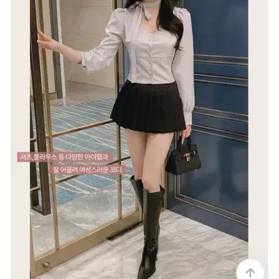 [BUNJANG] Low-Waist Pleated Skirt (Ivory/Black) / [새상품급인데 반값] 로우웨스트 플리츠 속바지 스커트(아이보리/블랙)