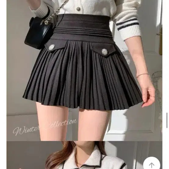 [BUNJANG] Crown Jewelry Pleated Skirt - Black / [새상품급인데 반값] 크라운 보석 플리츠 스커트 블랙