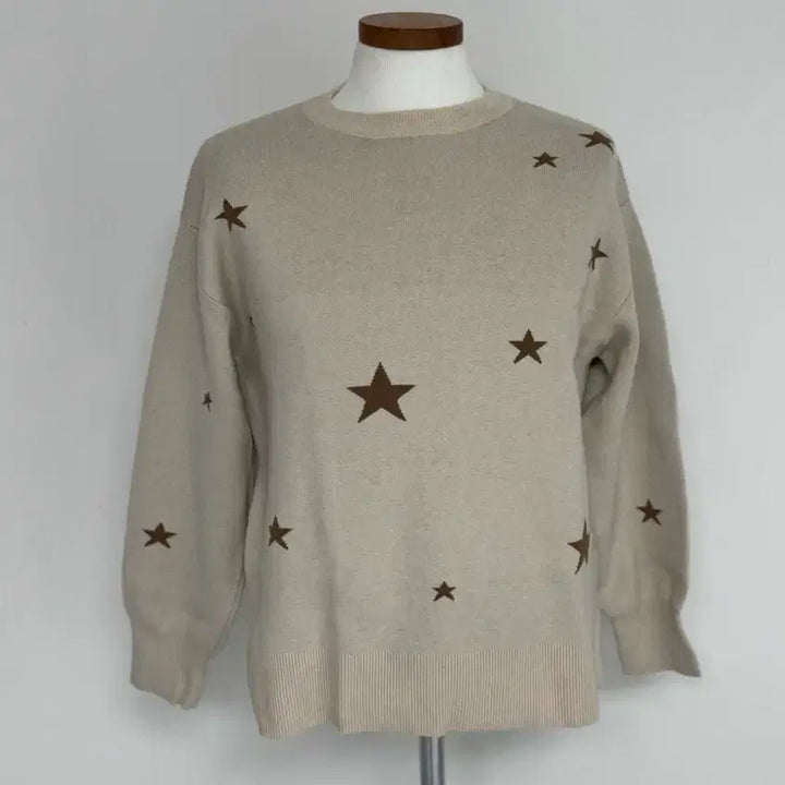[BUNJANG] Unspecified Star Pattern Knit Sweater / 별 패턴 니트 스웨터 베이지 66
