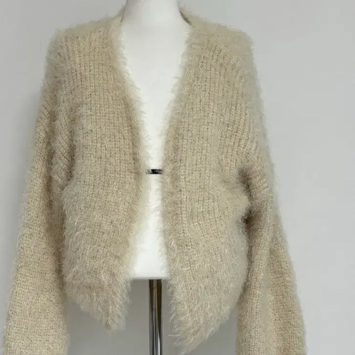 [BUNJANG] Ivory Fur Knit Cardigan / 아이보리 퍼 니트 가디건
