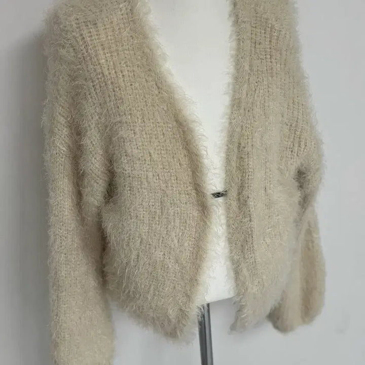 [BUNJANG] Ivory Fur Knit Cardigan / 아이보리 퍼 니트 가디건