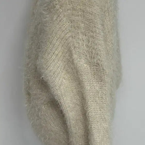 [BUNJANG] Ivory Fur Knit Cardigan / 아이보리 퍼 니트 가디건