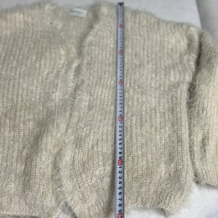 [BUNJANG] Ivory Fur Knit Cardigan / 아이보리 퍼 니트 가디건