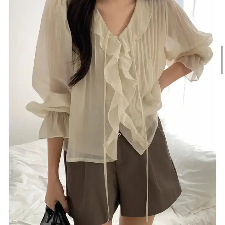 [BUNJANG] Ruffle Frill Blouse / 러플 프릴 블라우스