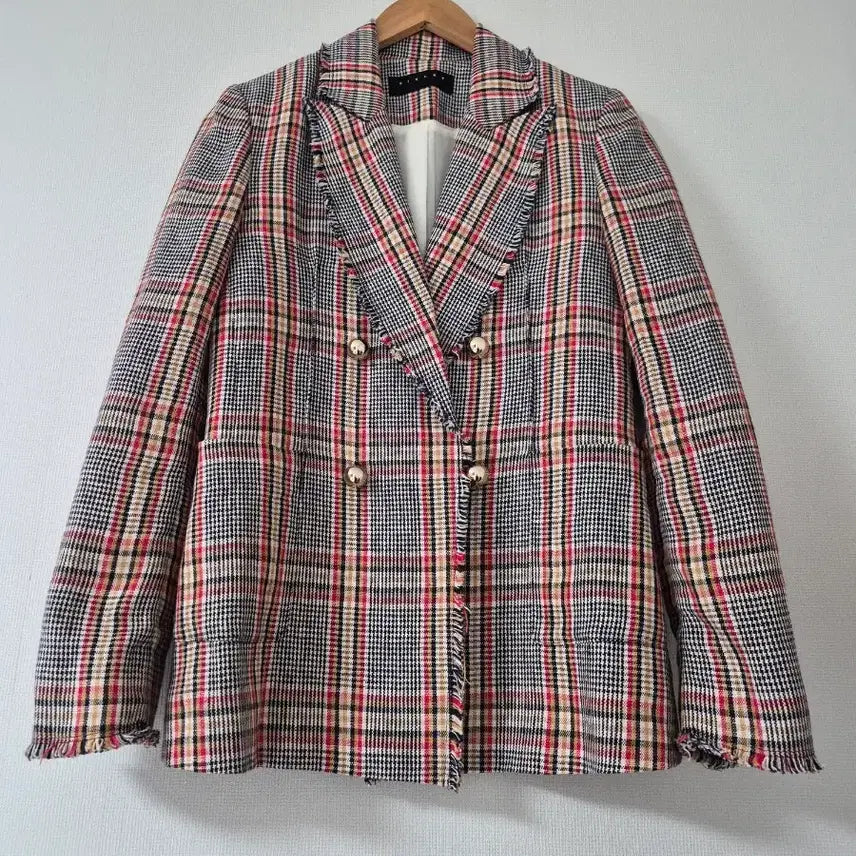 [BUNJANG] Sisley Linen Check Double-Button Jacket (Size 55) / [시슬리]린넨 체크 더블버튼 자켓(55사이즈)