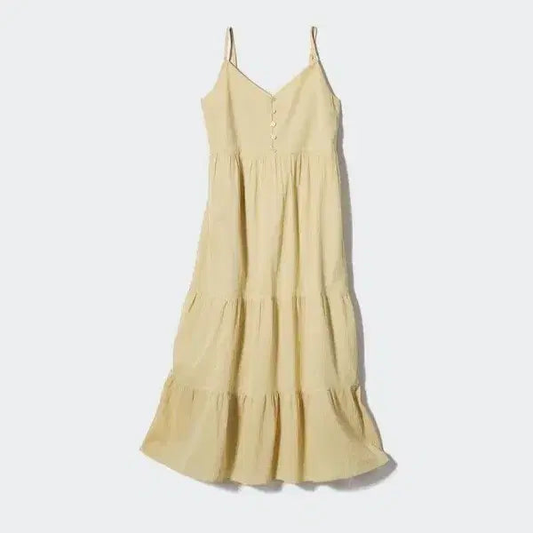 [SOLD OUT] 유니클로 크링클 캐미솔 뷔스티에 원피스 베이지
