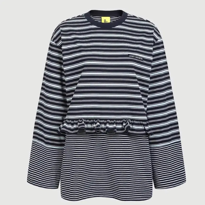 [BUNJANG] Lucky Chouette Stripe Mix Loose-fit Stripe T-shirt / 럭키슈에뜨 Stripe Mix Loose-fit 스트라이프 티셔츠 M